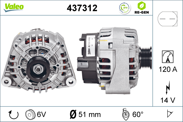 Generator / Alternator 437312 VALEO