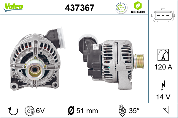 Generator / Alternator 437367 VALEO