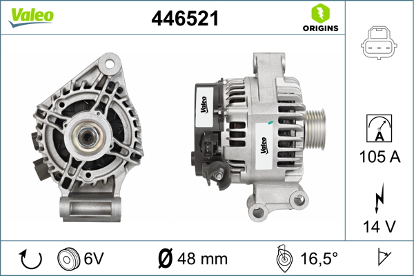 Generator / Alternator 446521 VALEO