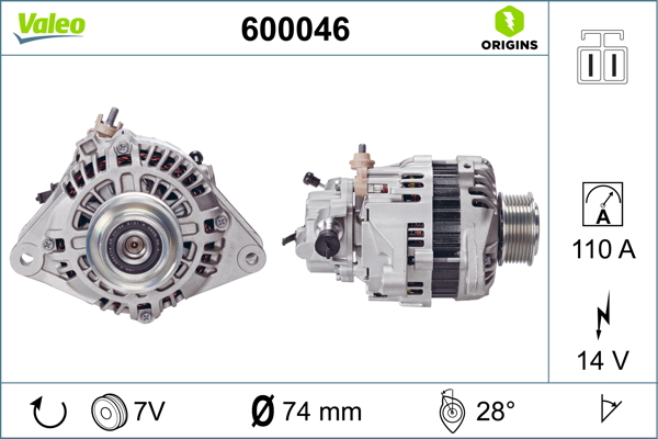 Generator / Alternator 600046 VALEO
