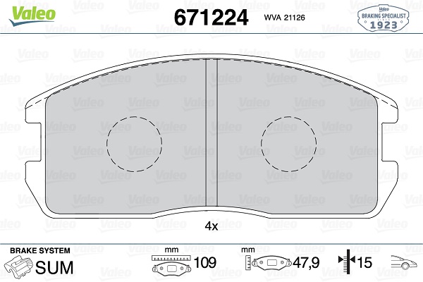 set placute frana,frana disc 671224 VALEO