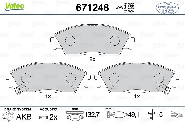 set placute frana,frana disc 671248 VALEO