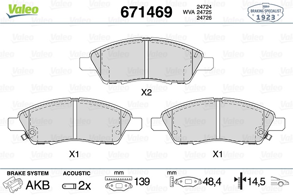 set placute frana,frana disc 671469 VALEO