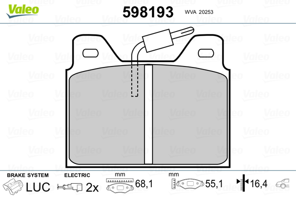 set placute frana,frana disc 598193 VALEO