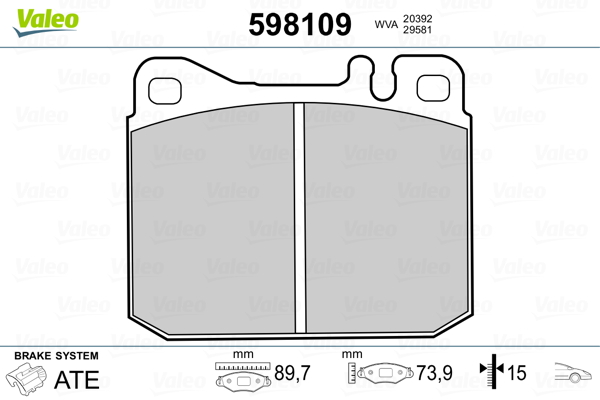 Set placute frana,frana disc 598109 VALEO