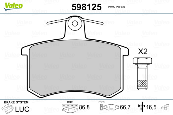 set placute frana,frana disc 598125 VALEO
