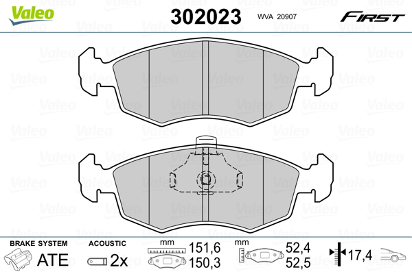 Set placute frana,frana disc 302023 VALEO