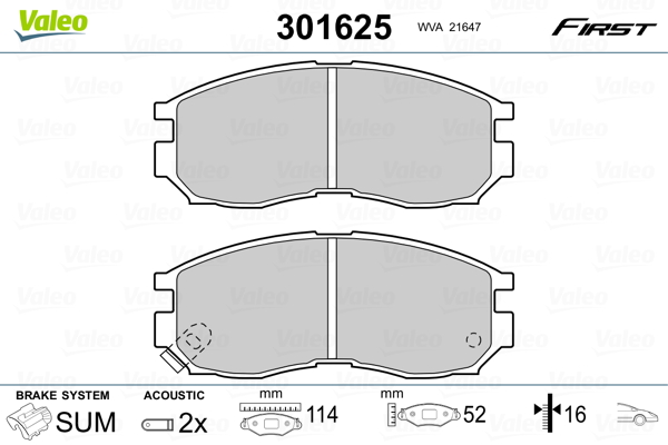 Set placute frana,frana disc 301625 VALEO