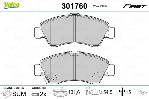 Set placute frana,frana disc 301760 VALEO