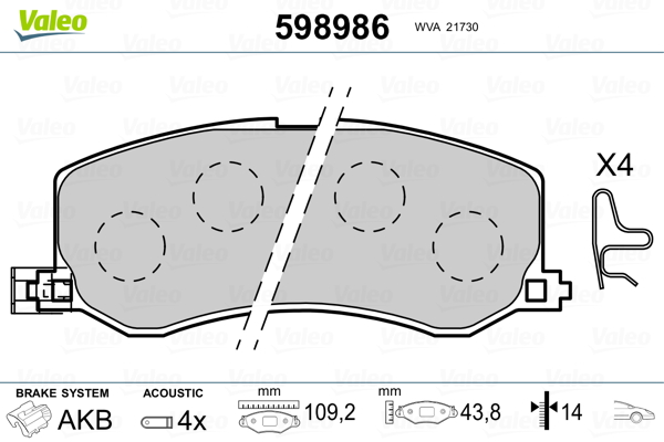 set placute frana,frana disc 598986 VALEO