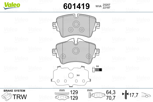 Set placute frana,frana disc 601419 VALEO