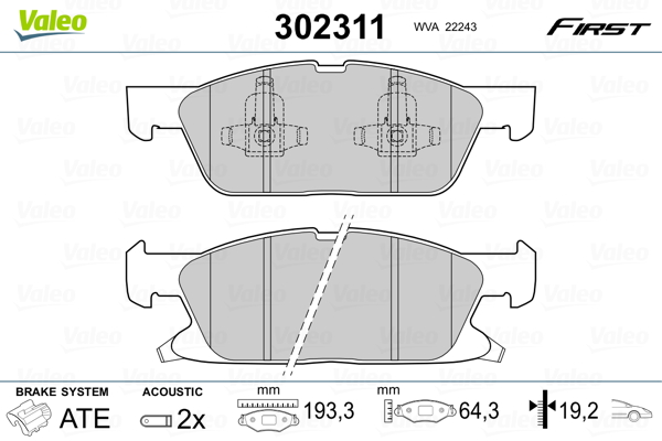 Set placute frana,frana disc 302311 VALEO