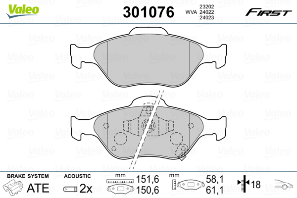 Set placute frana,frana disc 301076 VALEO