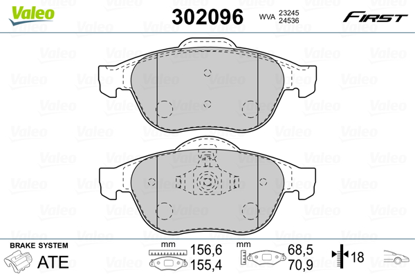 Set placute frana,frana disc 302096 VALEO