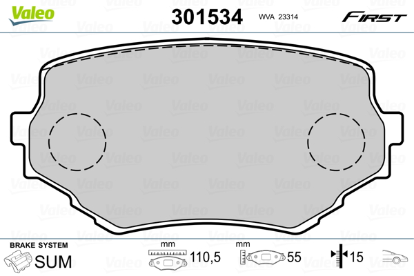 Set placute frana,frana disc 301534 VALEO