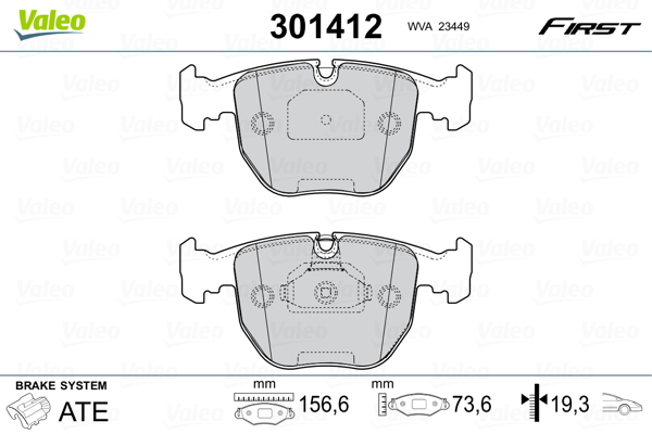 Set placute frana,frana disc 301412 VALEO