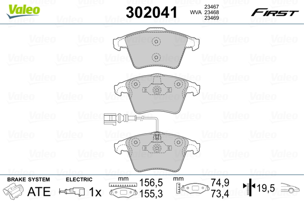 Set placute frana,frana disc 302041 VALEO