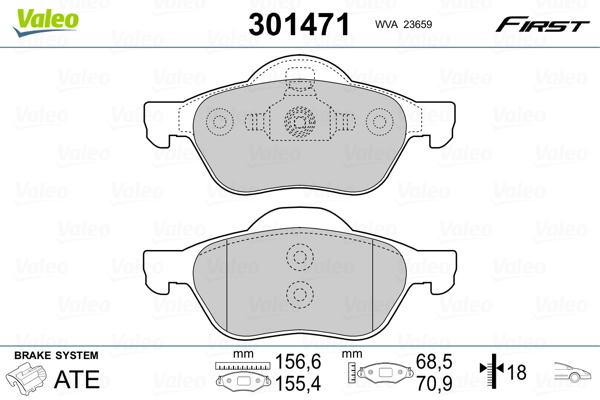 Set placute frana,frana disc 301471 VALEO