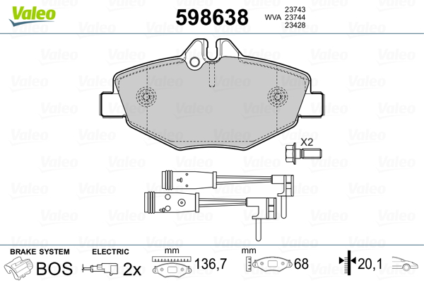 set placute frana,frana disc 598638 VALEO