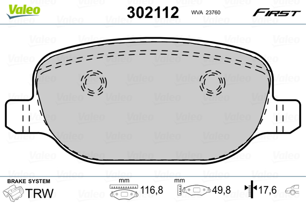 Set placute frana,frana disc 302112 VALEO