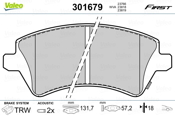 Set placute frana,frana disc 301679 VALEO