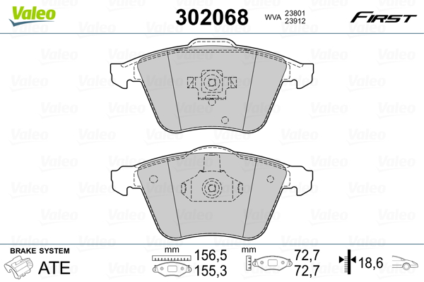 Set placute frana,frana disc 302068 VALEO