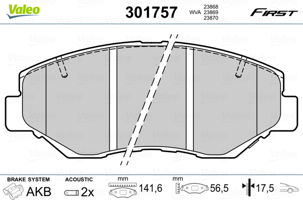 Set placute frana,frana disc 301757 VALEO