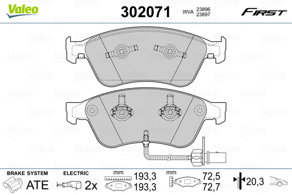 Set placute frana,frana disc 302071 VALEO