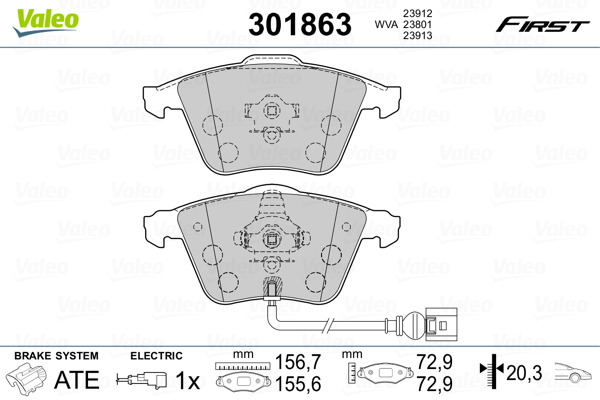 Set placute frana,frana disc 301863 VALEO