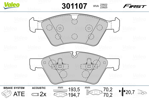 Set placute frana,frana disc 301107 VALEO