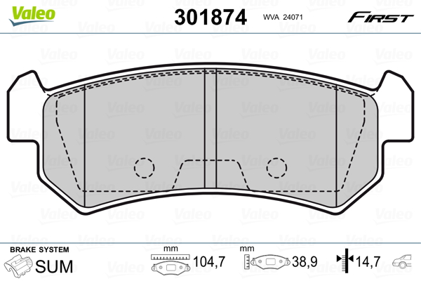 Set placute frana,frana disc 301874 VALEO