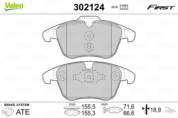 Set placute frana,frana disc 302124 VALEO