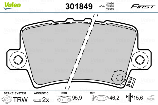 Set placute frana,frana disc 301849 VALEO