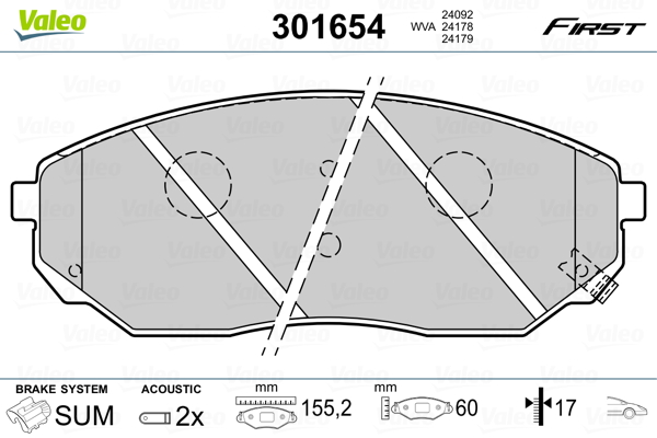 Set placute frana,frana disc 301654 VALEO