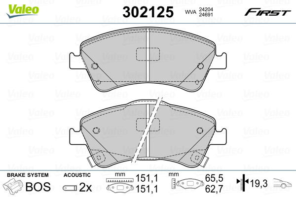 Set placute frana,frana disc 302125 VALEO