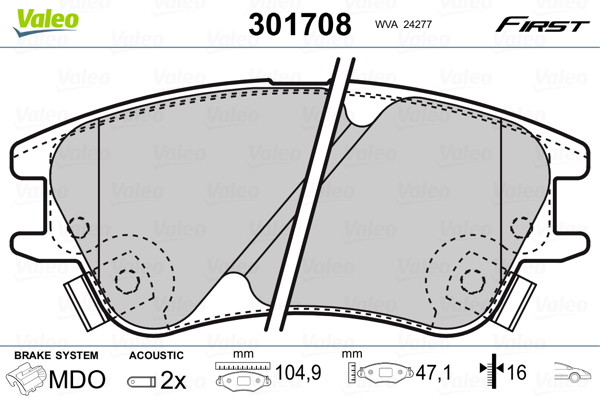 Set placute frana,frana disc 301708 VALEO