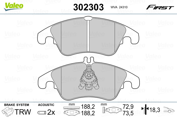 Set placute frana,frana disc 302303 VALEO