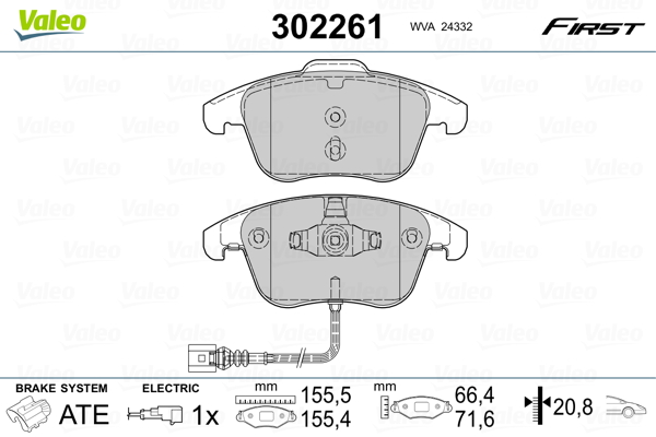 Set placute frana,frana disc 302261 VALEO