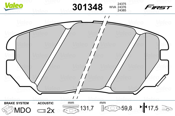 Set placute frana,frana disc 301348 VALEO