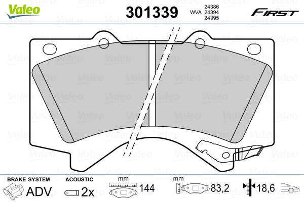 Set placute frana,frana disc 301339 VALEO