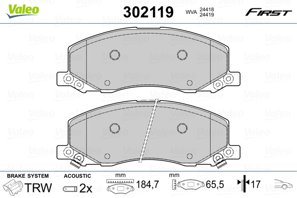 Set placute frana,frana disc 302119 VALEO