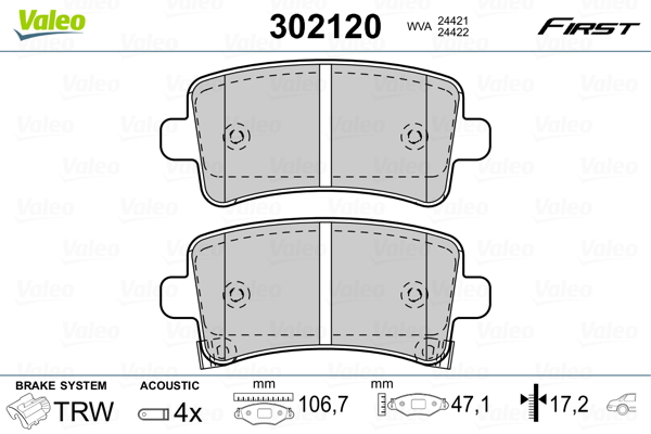 Set placute frana,frana disc 302120 VALEO