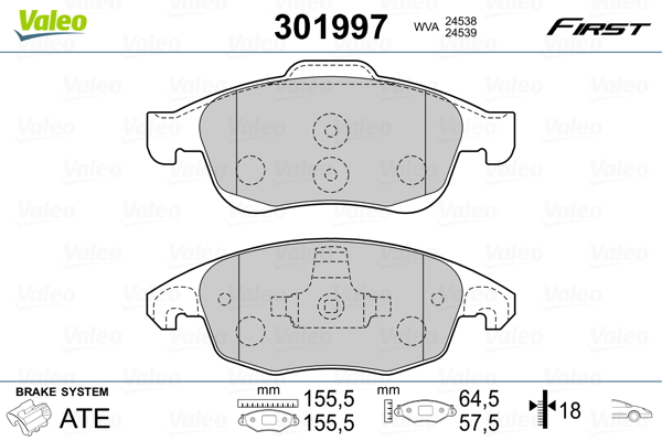 Set placute frana,frana disc 301997 VALEO