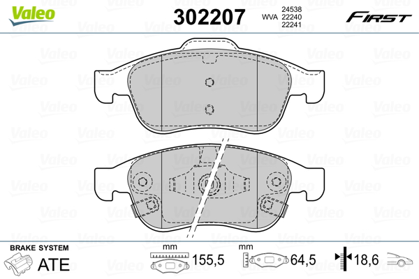 Set placute frana,frana disc 302207 VALEO