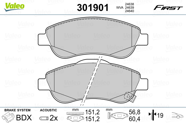 Set placute frana,frana disc 301901 VALEO