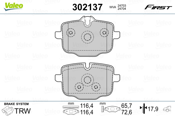 Set placute frana,frana disc 302137 VALEO