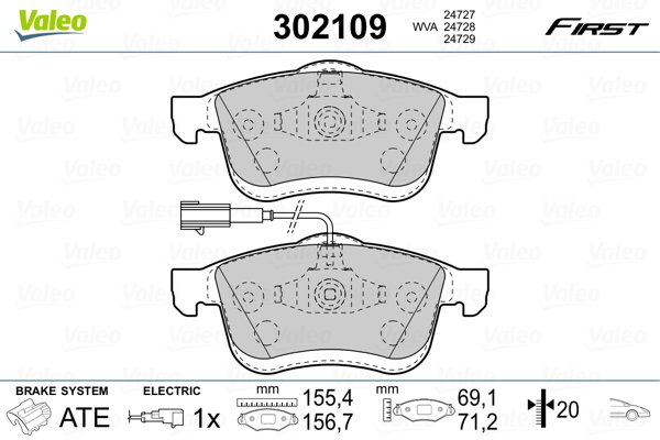 Set placute frana,frana disc 302109 VALEO