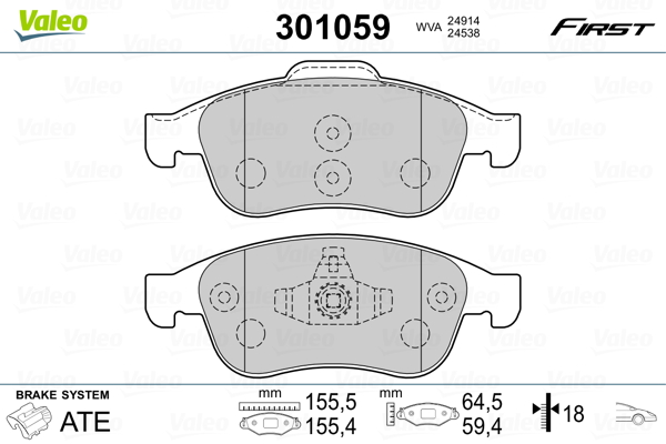 Set placute frana,frana disc 301059 VALEO