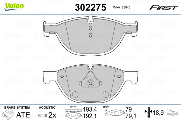 Set placute frana,frana disc 302275 VALEO