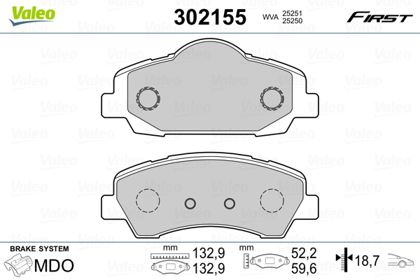 Set placute frana,frana disc 302155 VALEO